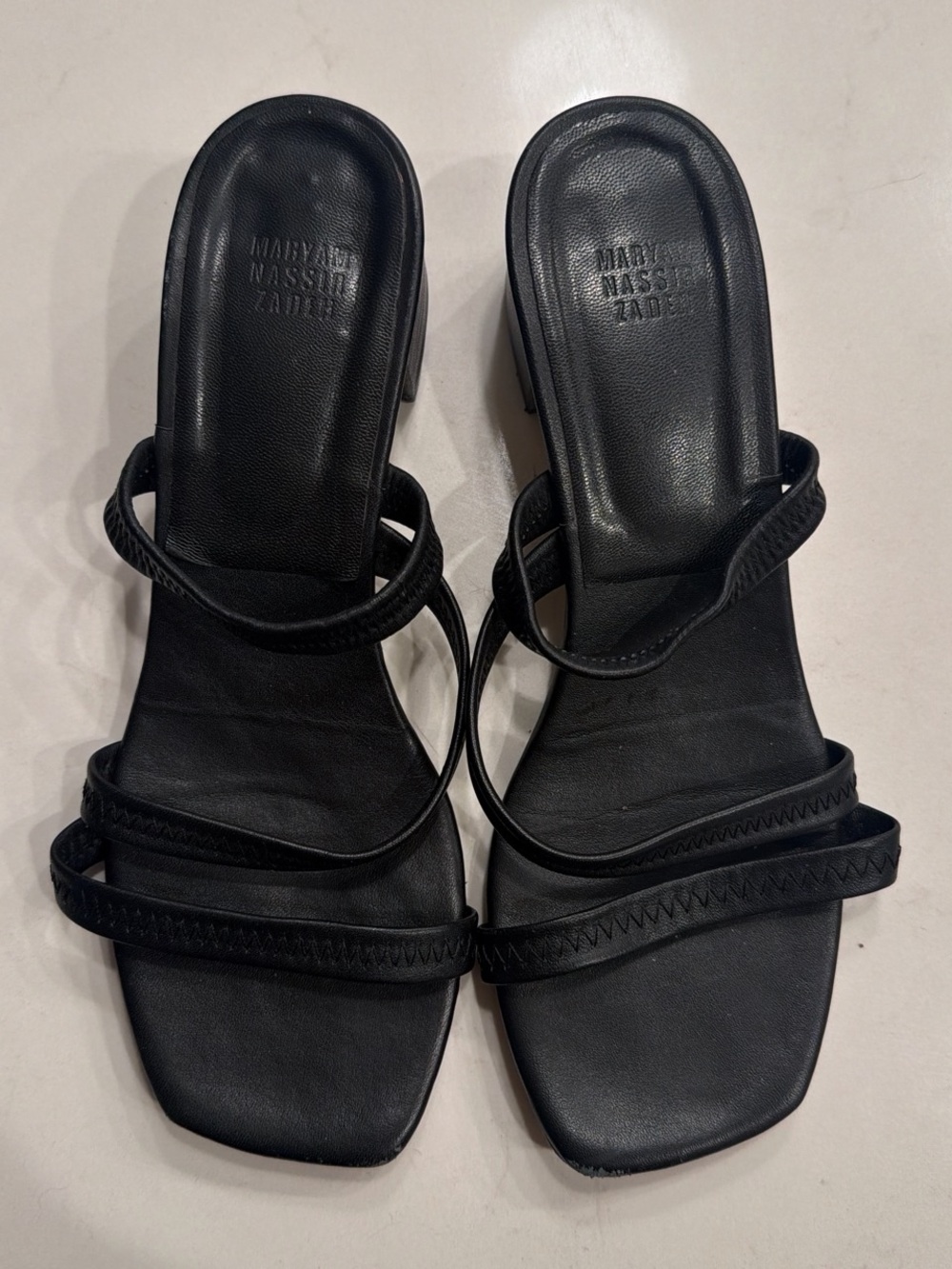 Maryam Nassir Zadeh Black Multi-Strap Leather Mules